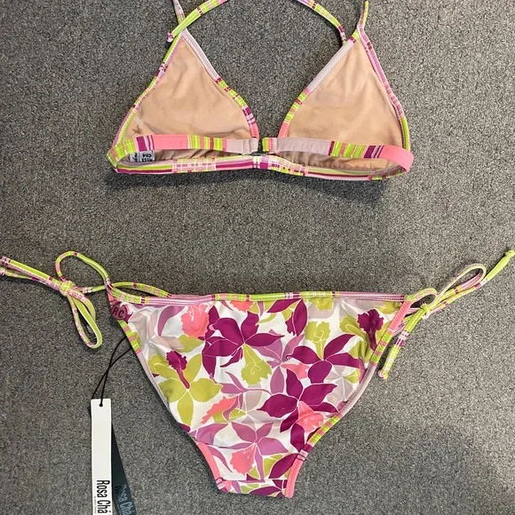 Rosa Cha size Large Pink and Green Floral Bikini Set - Picture 3 of 5